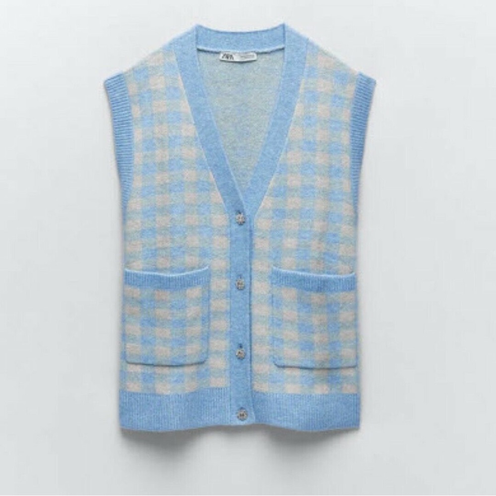 Zara Plaid Sweater Vest - Picture 2 of 8